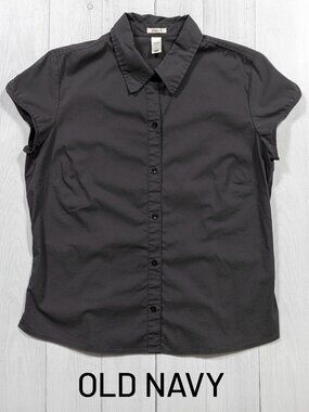 Old Navy Short Sleeve Button Down Stretch Shirt - Gray